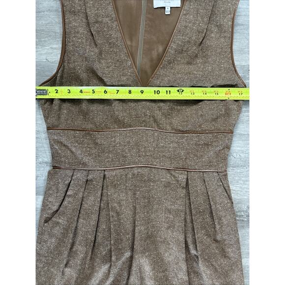 3758 Adam Adam Lippes Womens Brown Wool Silk V Neck Shift Dress 8 - Picture 3 of 8